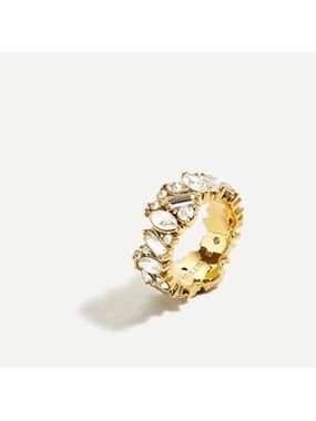 J. Crew Mini Stone Cluster Gold Crystal Baguette Stacking Ring